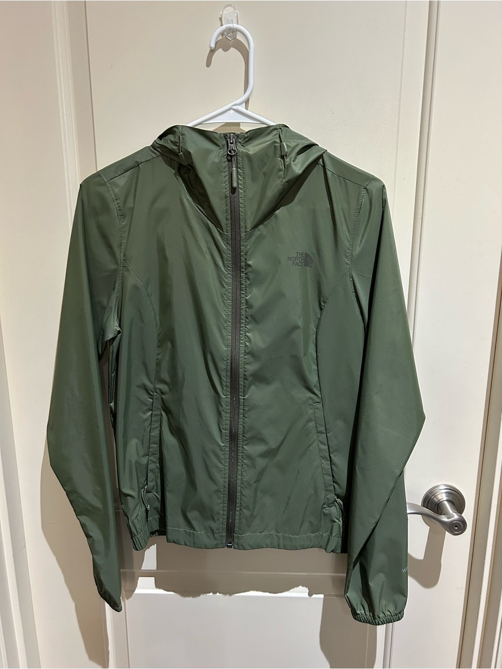 The North Face Olive Green Hooded Windbreaker Jacket